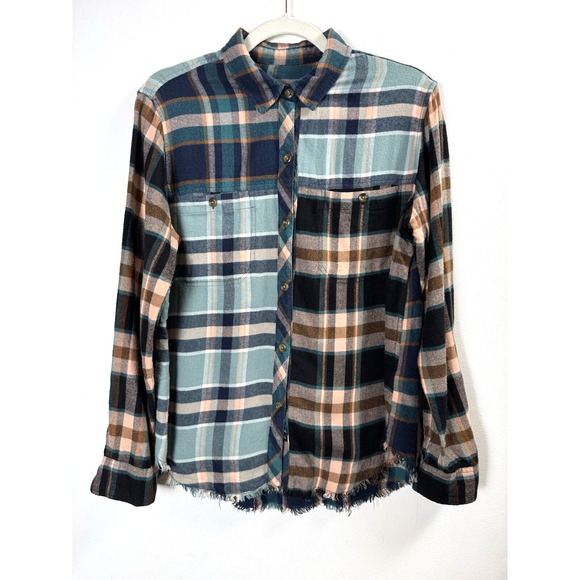 Rails Flannel Plaid Raw Hem Button Up Shirt Modern Cabincore Gorpcore Casual S - Picture 1 of 8